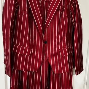 Striped Blazer and Wide Leg Pants
